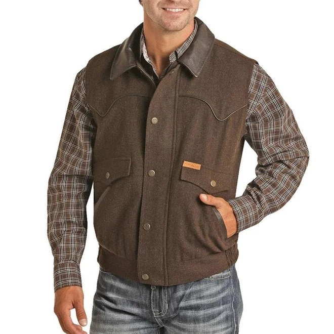 Powder River Men's Brown Heather Holbrook Wool Vest 98-5619-22 3 Powder River Men's Brown Heather Holbrook Wool Vest 98-5619-22