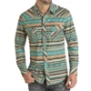 Rock & Roll Denim® Men's Aztec Stripe Woven Teal Snap Button Down Shirt RRMSOSR0PZ 2 Rock & Roll Denim® Men's Aztec Stripe Woven Teal Snap Button Down Shirt RRMSOSR0PZ -Ariat r0pz